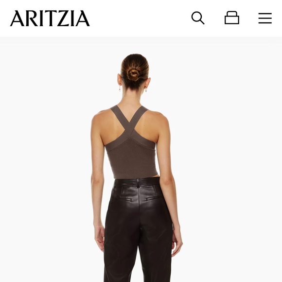 NWT ARITZIA Babaton KNIT CROSS CROP RICH MOCHA BROWN SIZE MEDIUM BRAND NEW - Picture 5 of 9